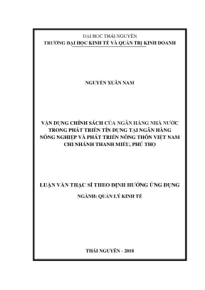 Luận văn thạc sĩ hay vận dụng chính sách của ngân hàng nhà nước trong phát triển tín dụng tại ngân hàng nông nghiệp và phát triển nông thôn việt nam chi nhánh thanh miếu phú thọ
