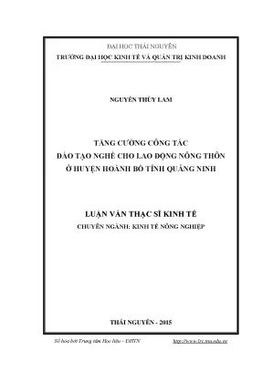 Luận văn thạc sĩ hay tăng cường công tác đào tạo nghề cho lao động nông thôn ở huyện hoành bồ tỉnh quảng ninh