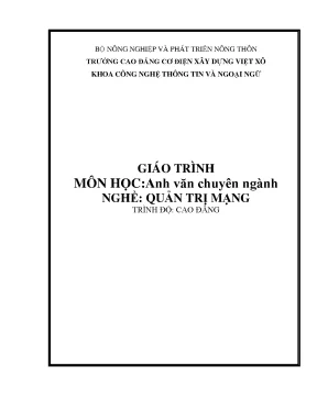 Giáo trình anh văn chuyên ngành nghề quản trị mạng cao đẳng