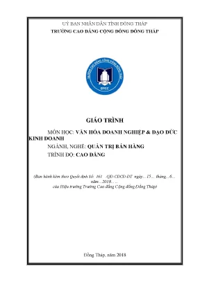 Giáo trình văn hoá doanh nghiệp và đạo đức kinh doanh nghề quản trị bán hàng cao đẳng