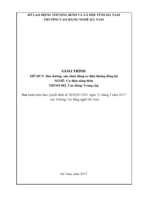 Giáo trình mô đun bảo dưỡng sửa chữa động cơ điện không đồng bộ