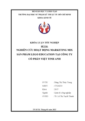 Khóa luận tốt nghiệp nghiên cứu hoạt động marketing mix sản phẩm lego education tại công ty cổ phần việt tinh anh