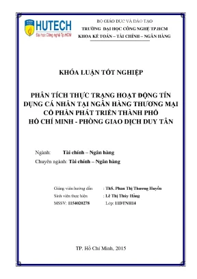 Luận văn thạc sĩ hay phân tích thực trạng hoạt động tín dụng cá nhân tại ngân hàng thương mại cổ phần phát triển thành phố hồ chí minh phòng giao dịch duy tân