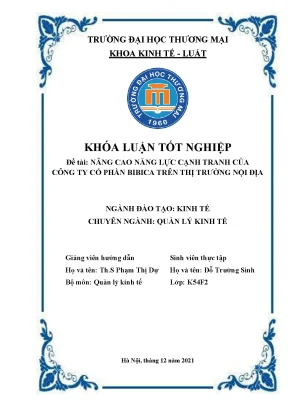 Khóa luận nâng cao năng lực cạnh tranh của công ty cổ phần bibica trên thị trường nội địa