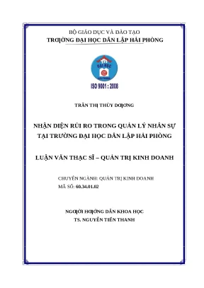 Luận văn thạc sĩ nhận diện rủi ro trong quản lý nhân sự tại trường đại học dân lập hải phòng 2