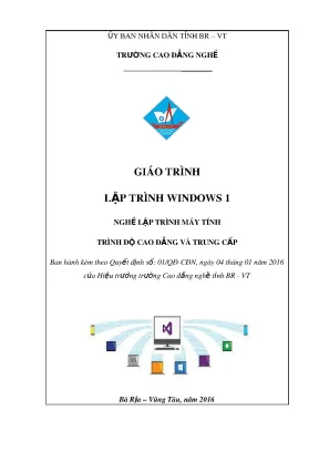 Giáo trình lập trình windows 1 nghề lập trình máy tính cđtc