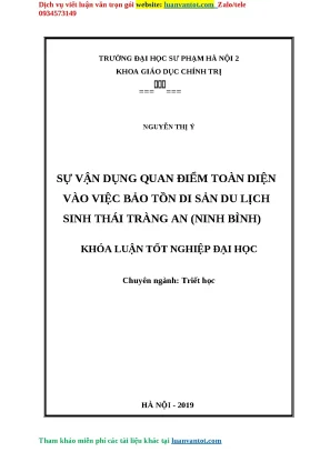 Luận văn thạc sỹ sự vận dụng quan điểm toàn diện vào việc bảo tồn di sản du lịch sinh thái tràng an ninh bình
