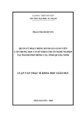 Luận văn thạc sĩ hay quản lý hoạt động đánh giá giáo viên cấp trung học cơ sở theo chuẩn nghề nghiệp tại thành phố móng cái tỉnh quảng ninh