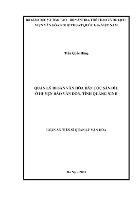 Luận án tiến sĩ quản lý di sản văn hóa dân tộc sán dìu ở huyện đảo vân đồn tỉnh quảng ninh