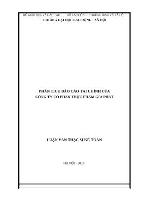 Luận văn thạc sỹ phân tích báo cáo tài chính của công ty cổ phần thực phẩm gia phát