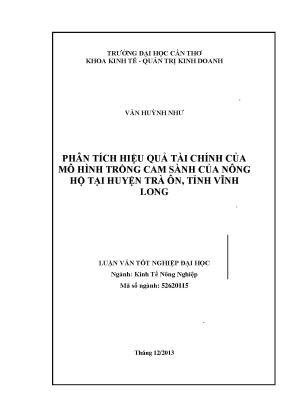 Phân tích hiệu quả sản xuất cam sành ở huyện trà ôn tỉnh vĩnh long