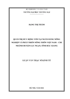 Luận văn thạc sĩ quản trị huy động vốn tại ngân hàng nông nghiệp và phát triển nông thôn việt nam chi nhánh huyện lục ngạn tỉnh bắc giang