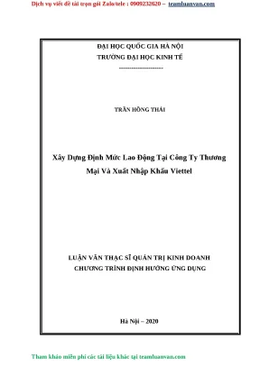 Luận văn thạc sỹ xây dựng định mức lao động tại công ty thương mại và xuất nhập khẩu viettel