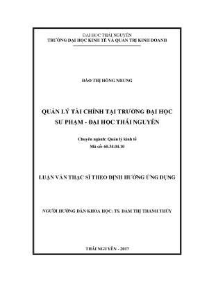 Luận văn thạc sĩ hay quản lý tài chính tại trường đại học sư phạm đại học thái nguyên