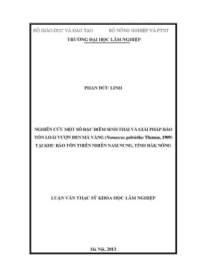Luận văn thạc sĩ hay nghiên cứu một số đặc điểm sinh thái và giải pháp bảo tồn loài vượn đen má vàng nomascus gabriellae thomas 1909 tại khu bảo tồn thiên nhiên nam nung tỉnh đắk nông
