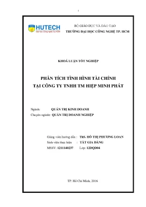 Luận văn thạc sĩ hay phân tích tình hình tài chính tại công ty tnhh tm hiệp minh phát
