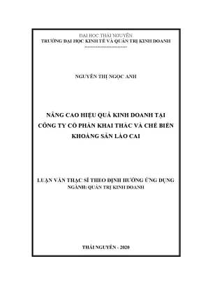 Luận văn thạc sĩ hay nâng cao hiệu quả kinh doanh tại công ty cổ phần khai thác và chế biến khoáng sản lào cai