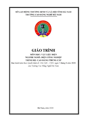 Giáo trình môn học vật liệu điện ngành nghề điện công nghiệp