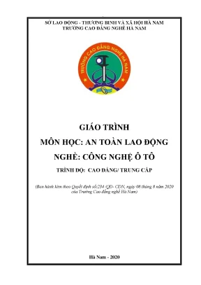 Giáo trình môn học an toàn lao động nghề công nghệ ô tô