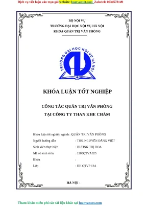 Khóa luận tốt nghiệp công tác quản trị văn phòng tại công ty than khe chàm