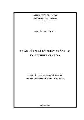 Luận văn thạc sĩ hay quản lý đại lý bảo hiểm nhân thọ tại công ty tnhh bảo hiểm nhân thọ vietinbank aviva