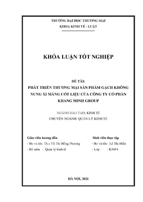 Khóa luận phát triển thương mại sản phẩm gạch không nung xi măng cốt liệu của công ty cổ phần khang minh group trên thị trường nội địa