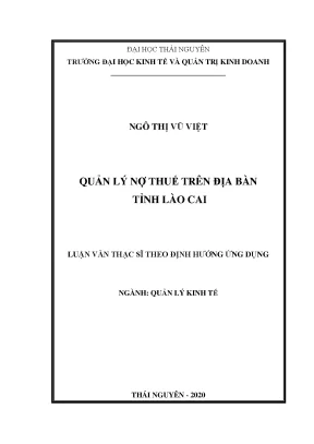 Luận văn thạc sĩ hay quản lý nợ thuế trên địa bàn tỉnh lào cai