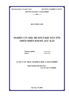Luận văn thạc sĩ hay nghiên cứu hệ dơi ở khu bảo tồn thiên nhiên kim hỷ bắc kạn