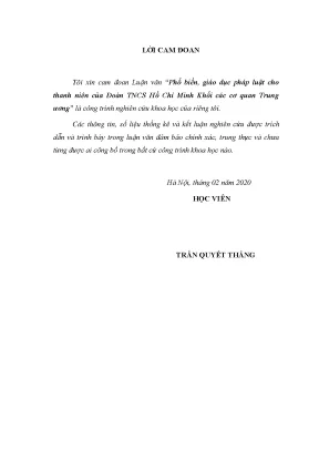 Luận văn phổ biến giáo dục pháp luật cho thanh niên của đoàn thanh niên cộng sản hồ chí minh khối các cơ quan trung ương