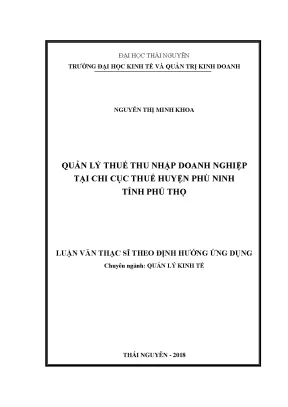 Luận văn thạc sĩ hay quản lý thuế thu nhập doanh nghiệp tại chi cục thuế huyện phù ninh tỉnh phú thọ