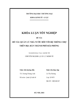 Khóa luận quản lý nhà nước đối với hệ thống chợ trên địa bàn thành phố hải phòng