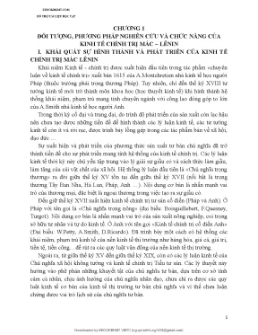 Tóm tắt kiến thức kinh tế chính trị mac lenin
