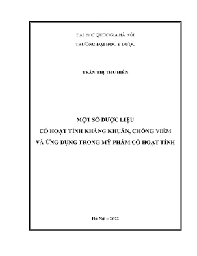 Khóa luận tốt nghiệp một số dược liệu có hoạt tính kháng khuẩn chống viêm và ứng dụng trong mỹ phẩm có hoạt tính