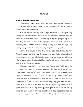 Luận văn quản trị rủi ro hoạt động ở ngân hàng thương mại cổ phần quân đội chi nhánh huế