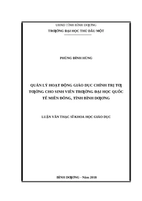 Luận văn thạc sỹ quản lý hoạt động giáo dục chính trị tƣ tƣởng cho sinh viên trƣờng đại học quốc tế miền đông tỉnh bình dƣơng