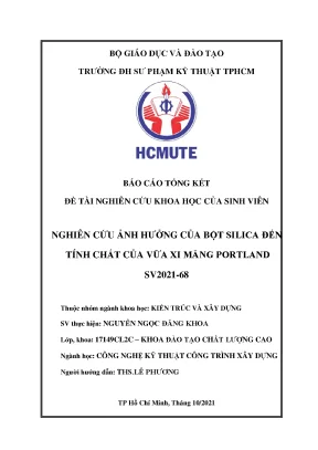 Đề tài nckh nghiên cứu ảnh hưởng của bột silica đến tính chất của vữa xi măng portland
