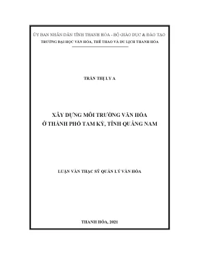 Luận văn thạc sĩ xây dựng môi trường văn hóa ở thành phố tam kỳ tỉnh quảng nam