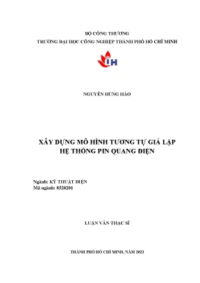 Xây dựng mô hình tương tự giả lập hệ thống pin quang điện