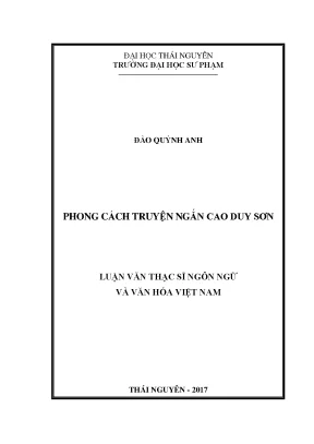 Luận văn thạc sĩ hay phong cách truyện ngắn cao duy sơn