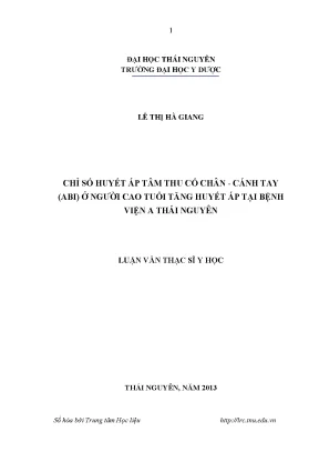Luận văn thạc sĩ y học chỉ số huyết áp tâm thu cổ chân cánh tay abi ở người cao tuổi tăng huyết áp tại bệnh viện a thái nguyên