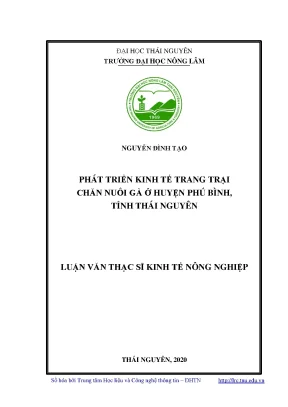 Luận văn thạc sĩ hay phát triển kinh tế trang trại chăn nuôi gà ở huyện phú bình tỉnh thái nguyên