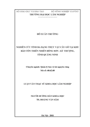 Luận văn thạc sĩ hay nghiên cứu tính đa dạng thực vật cây gỗ tại khu bảo tồn thiên nhiên đồng sơn kỳ thượng tỉnh quảng ninh