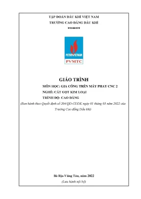 Giáo trình gia công trên máy phay cnc 2 nghề cắt gọt kim loại cao đẳng trường cao đẳng dầu khí