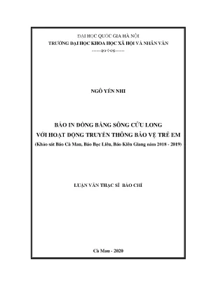 Luận văn thạc sĩ báo in đồng bằng sông cửu long với hoạt động truyền thông bảo vệ trẻ em khảo sát báo cà mau báo bạc liêu báo kiên giang năm 2018 2019