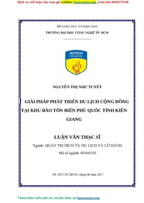 Giải pháp phát triển du lịch cộng đồng tại khu bảo tồn biển phú quốc tỉnh kiên giang luận văn thạc sĩ