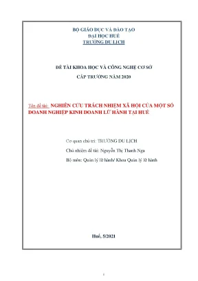 Đề tài nghiên cứu trách nhiệm xã hội của một số doanh nghiệp kinh doanh lữ hành tại huế