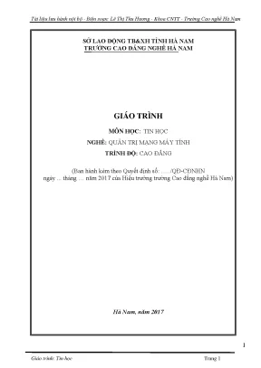 Giáo trình tin học trang 1 sở lao động tbxh tỉnh hà nam