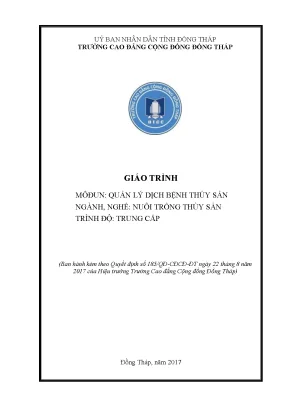 Giáo trình quản lý dịch bệnh thủy sản nghề nuôi trồng thuỷ sản trung cấp