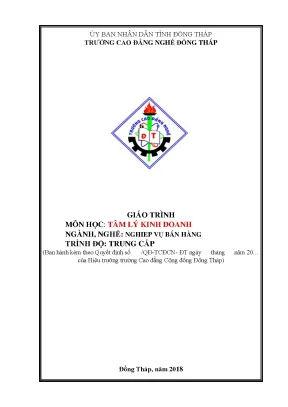 Giáo trình tâm lý kinh doanh ngành nghiệp vụ bán hàng trung cấp