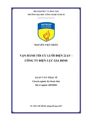 Luận văn thạc sĩ vận hành tối ưu lưới điện 22 kv công ty điện lực gia định
